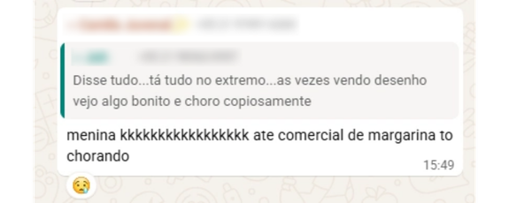Relato sobre emoções no extremo e choro frequente